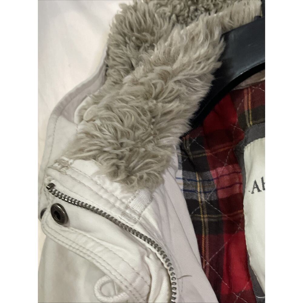 Abercrombie & Fitch Parka Jacket Coat Women’s Medium Lined Faux Fur Trim Hooded - Picture 12 of 16